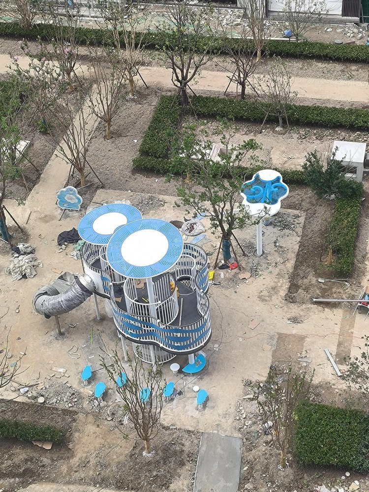 Play structure installation in progress