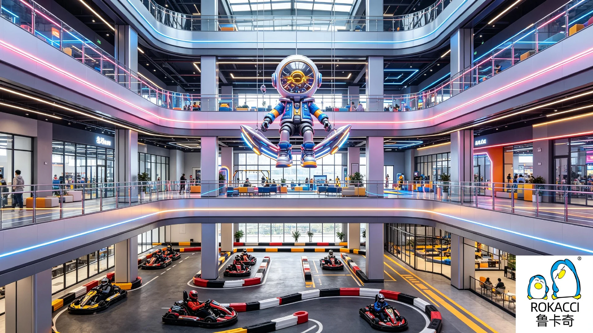 Open mall atrium karting concept