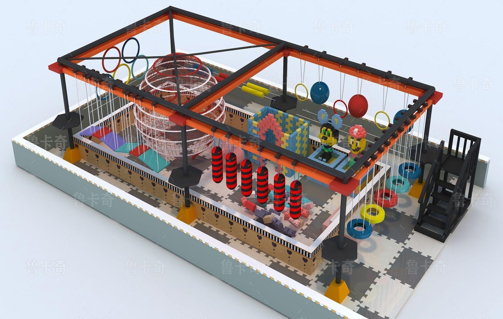 Compact children's expansion equipment with mixed play structures