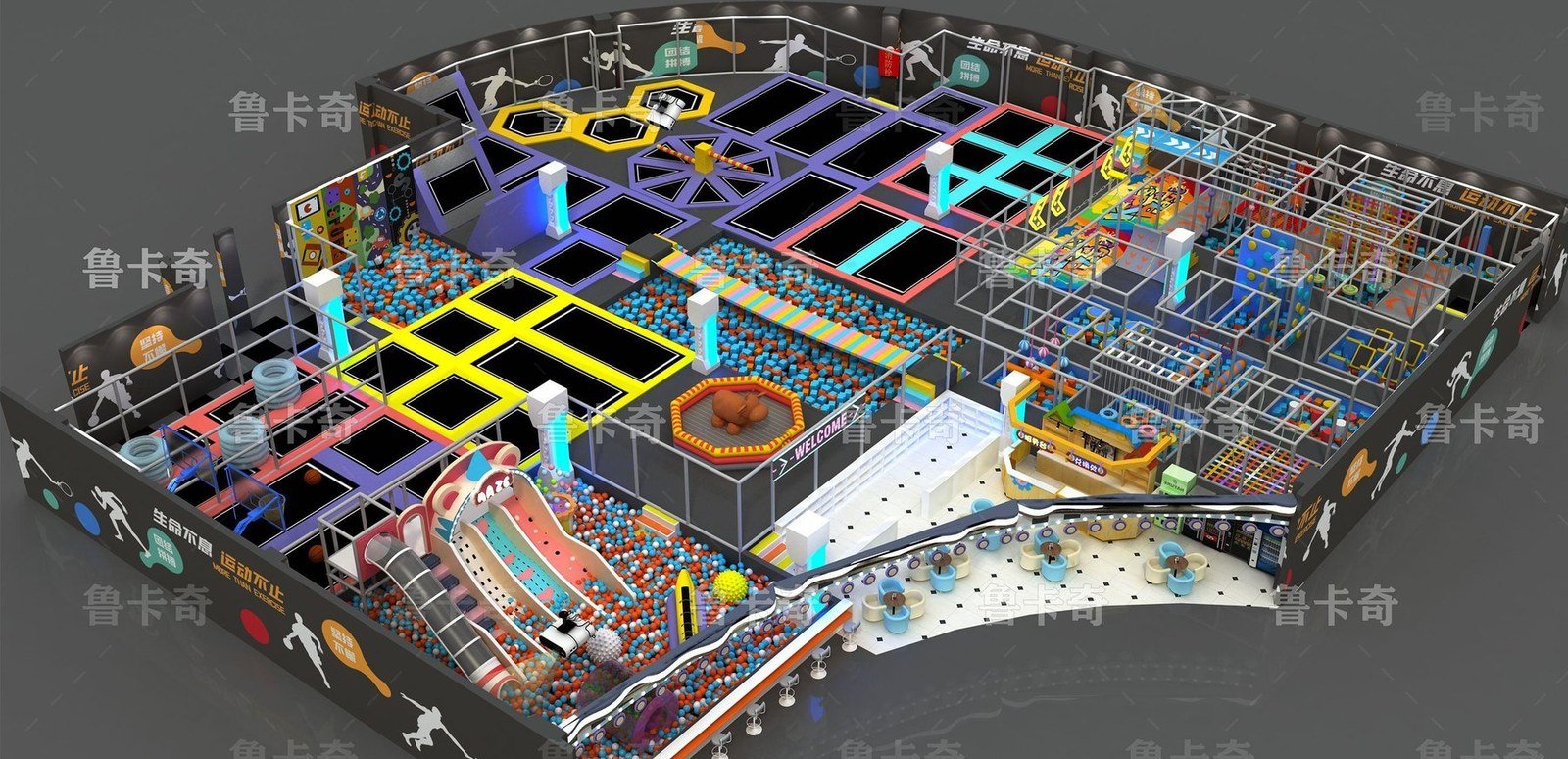 Trampoline park arena